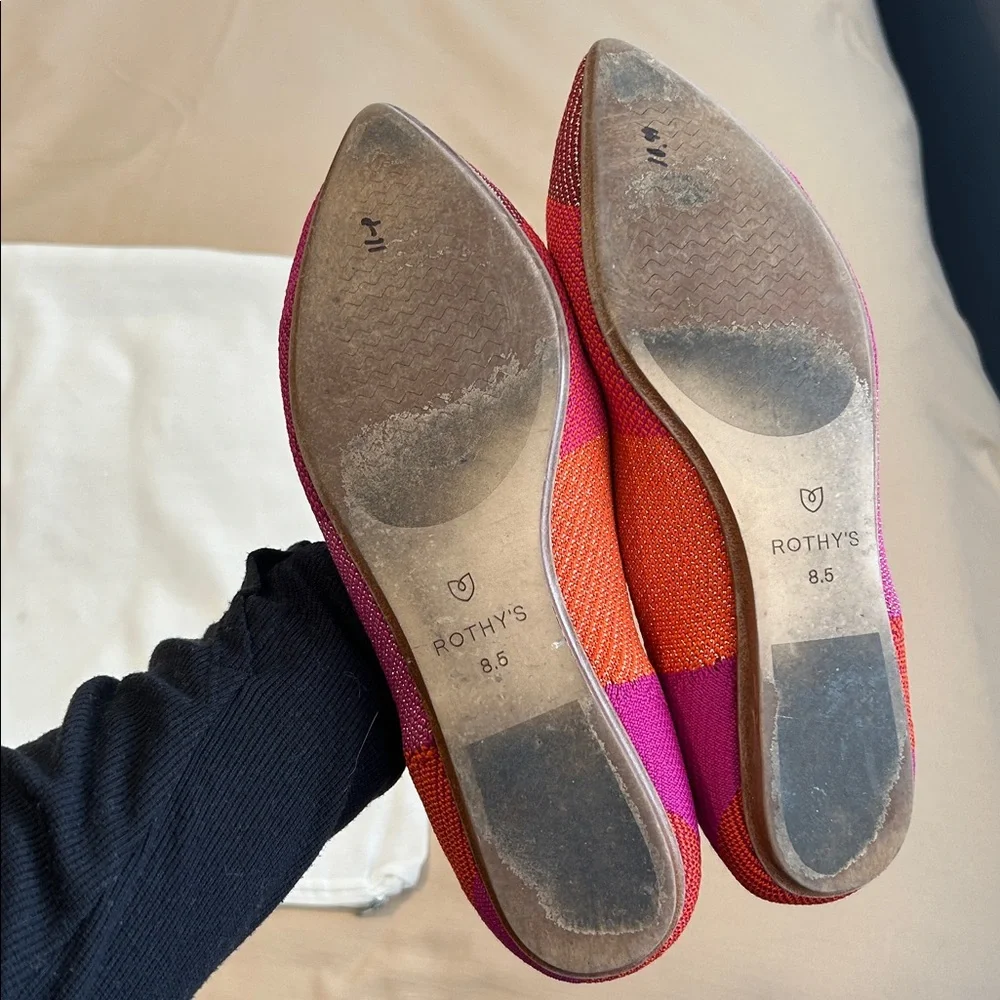 Rothy's The Point Magenta Colorblock Flats - 8.5